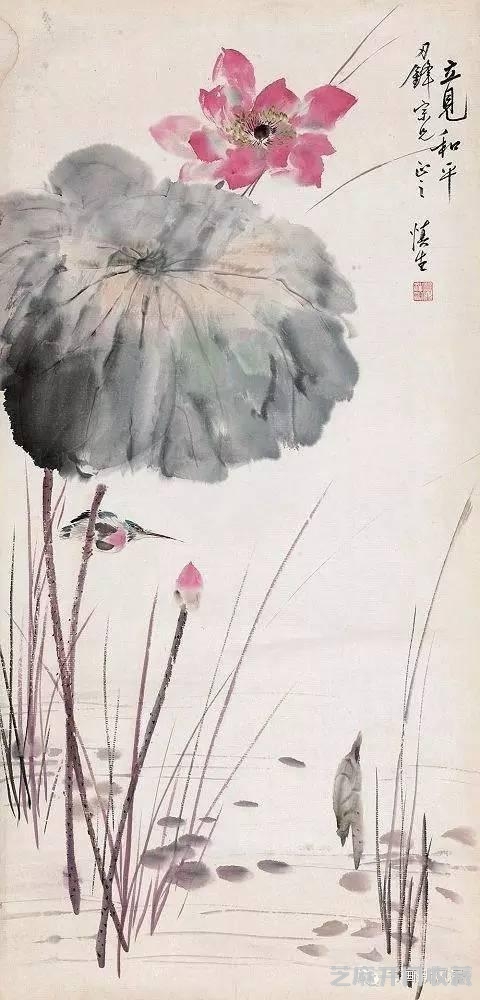 民国花鸟大师汪慎生画荷！