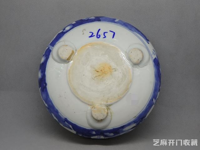 清康熙 德化窑带永字款青花山水人物纹香炉 直径16CM