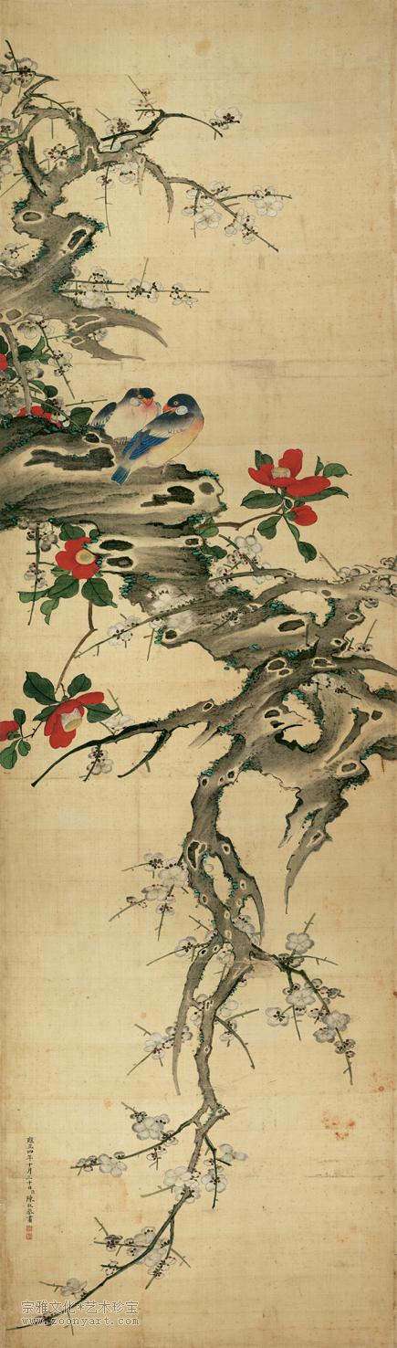 每日读一画 | 清 陈牧 《四季花鸟图屏》