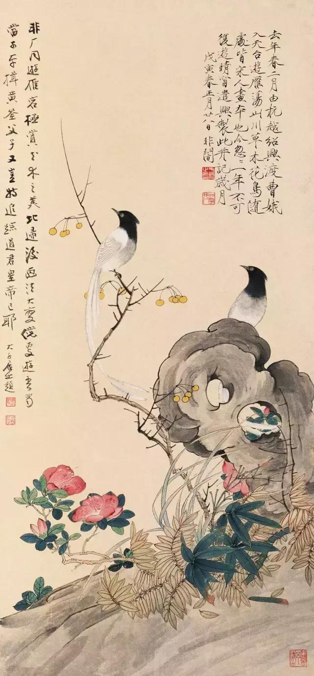 于非闇工笔花鸟画作品欣赏，极美！