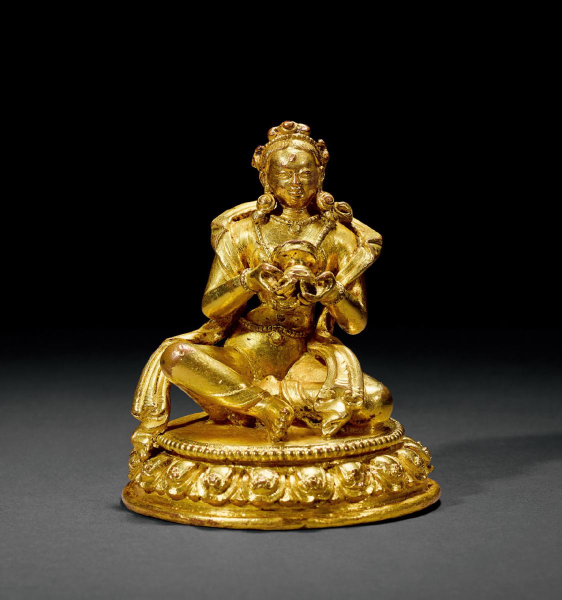  明早期（十五世纪） 铜鎏金供养天女